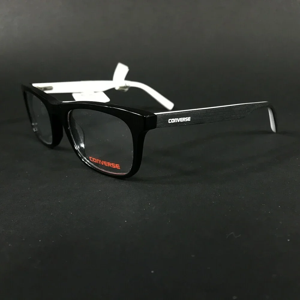 Converse K304 BLACK Eyeglasses Frames White Cat Eye Square Full Rim 47-18-130